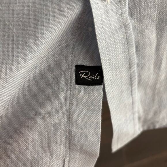 RAILS | Wyatt Oxford 100% Cotton Long Sleeve Shirt Color Tidal Etch XL - Picture 3 of 7